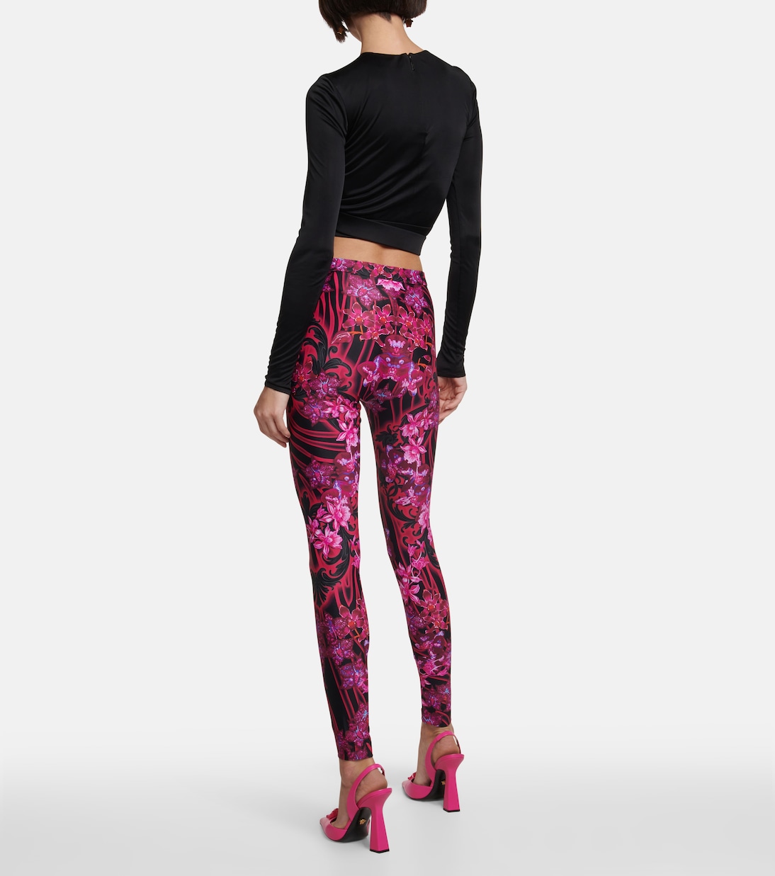 Leggings con stampa a vita alta | Versace