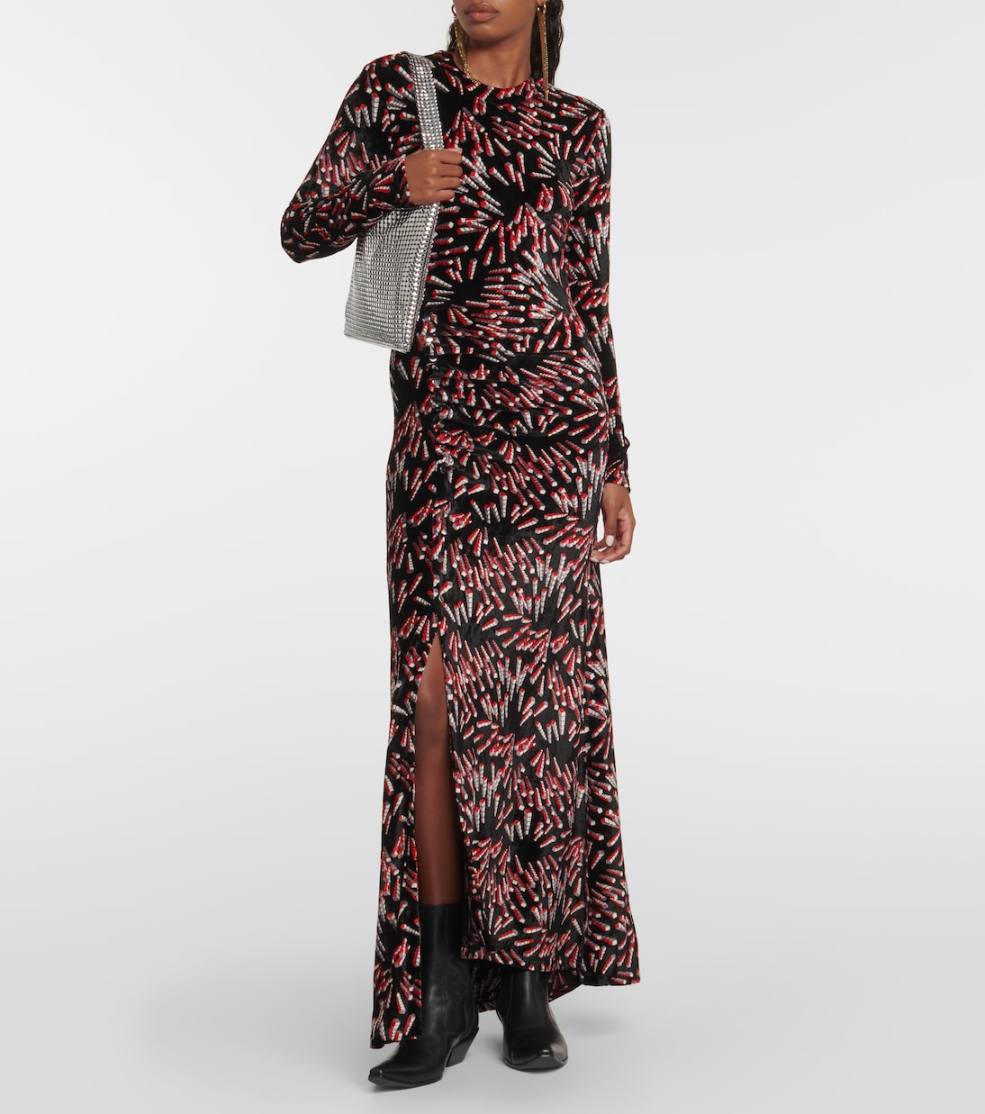 Bedrucktes Maxikleid aus Samt | Rabanne