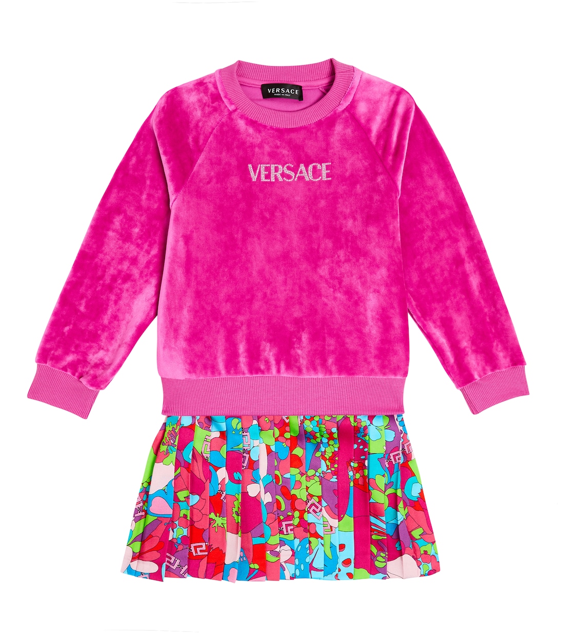 Abito in maglia a pieghe con logo | Versace Kids