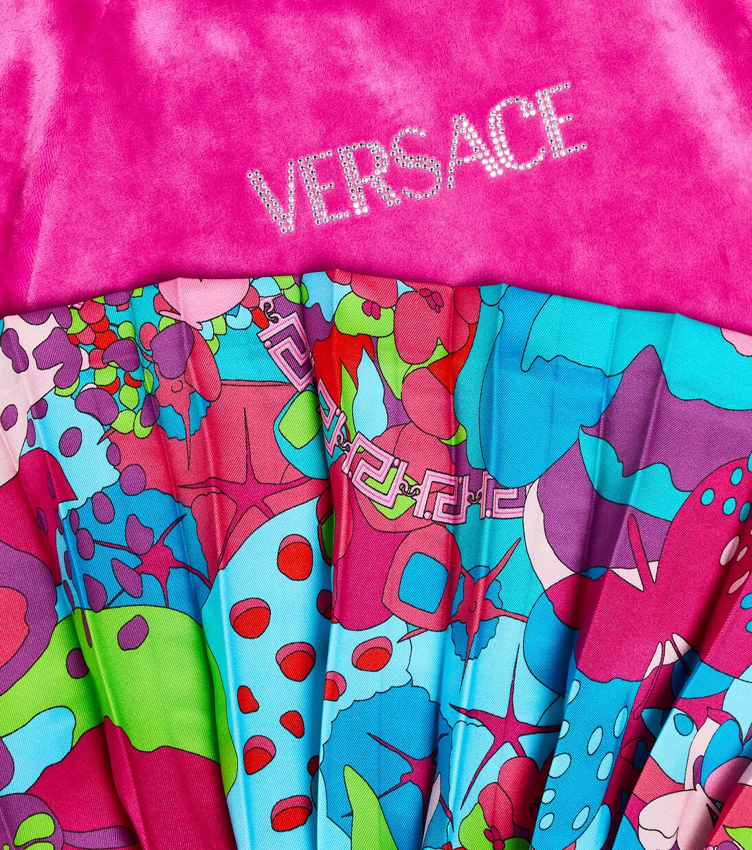 Abito in maglia a pieghe con logo | Versace Kids