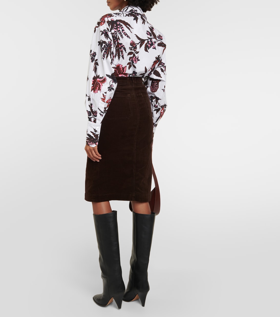 High-rise corduroy midi skirt | Frame