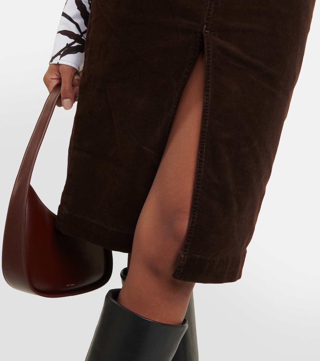 High-rise corduroy midi skirt | Frame