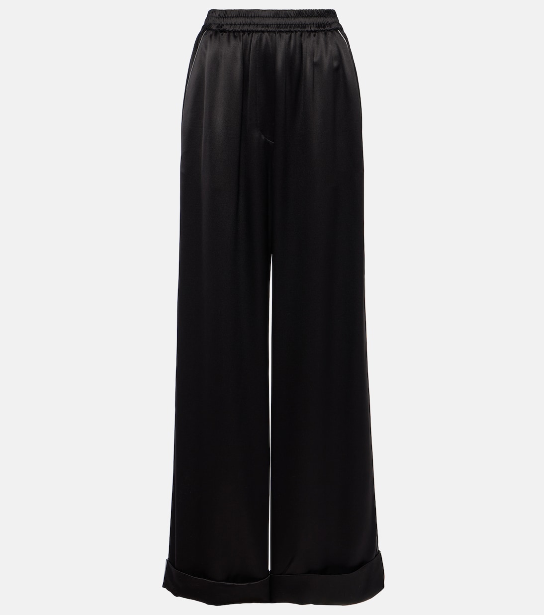 Pantalon ample à taille haute en soie mélangée | Dolce&Gabbana
