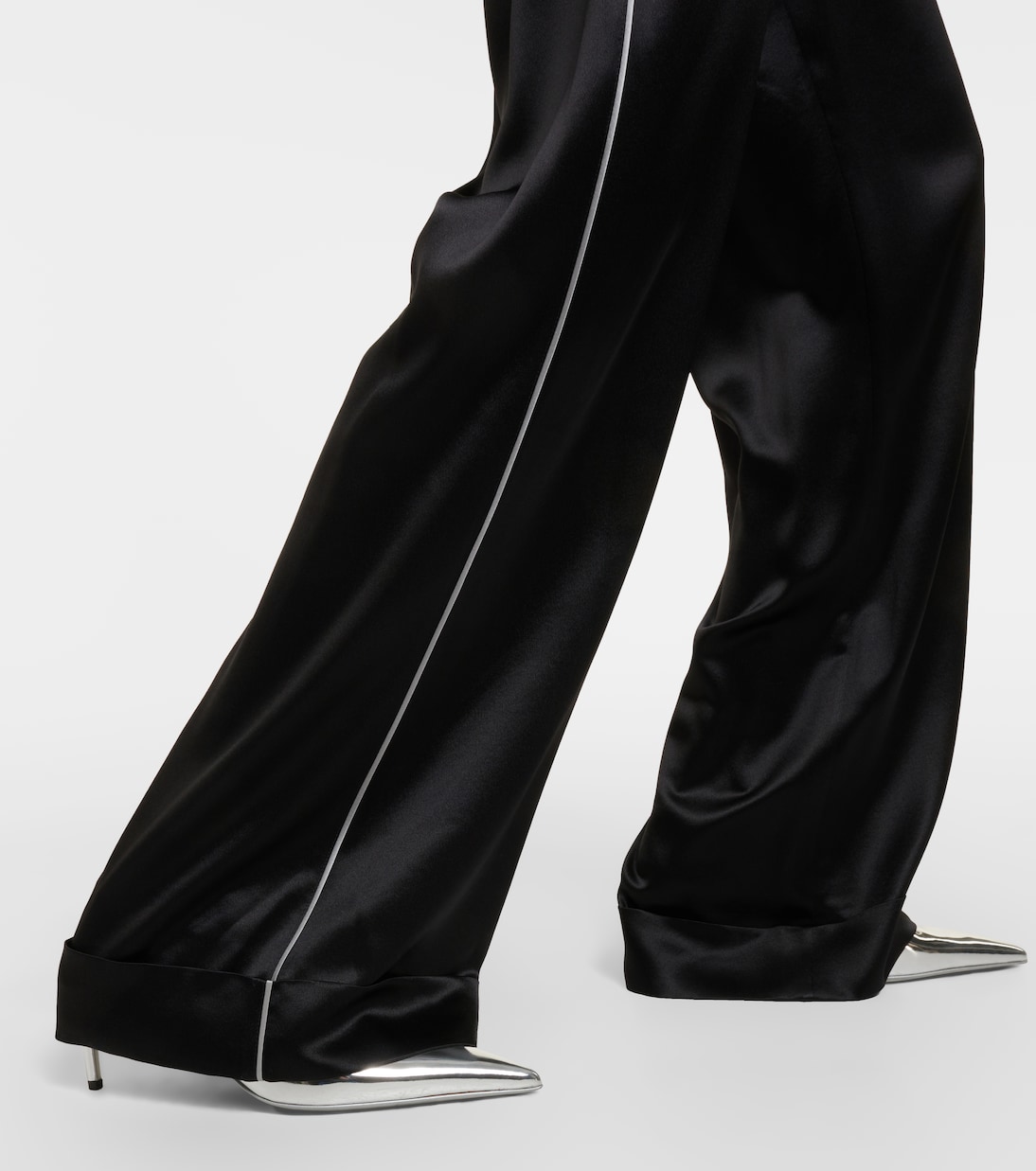 Pantalon ample à taille haute en soie mélangée | Dolce&Gabbana