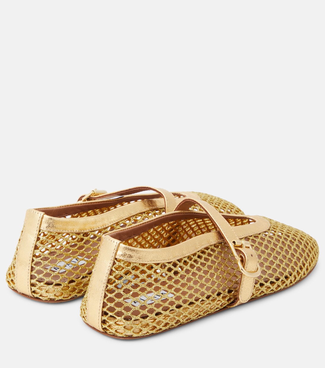 Fishnet metallic leather ballet flats | Alaïa