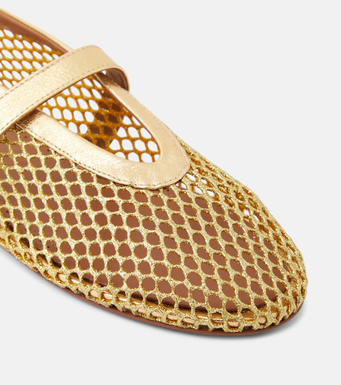 Fishnet metallic leather ballet flats | Alaïa