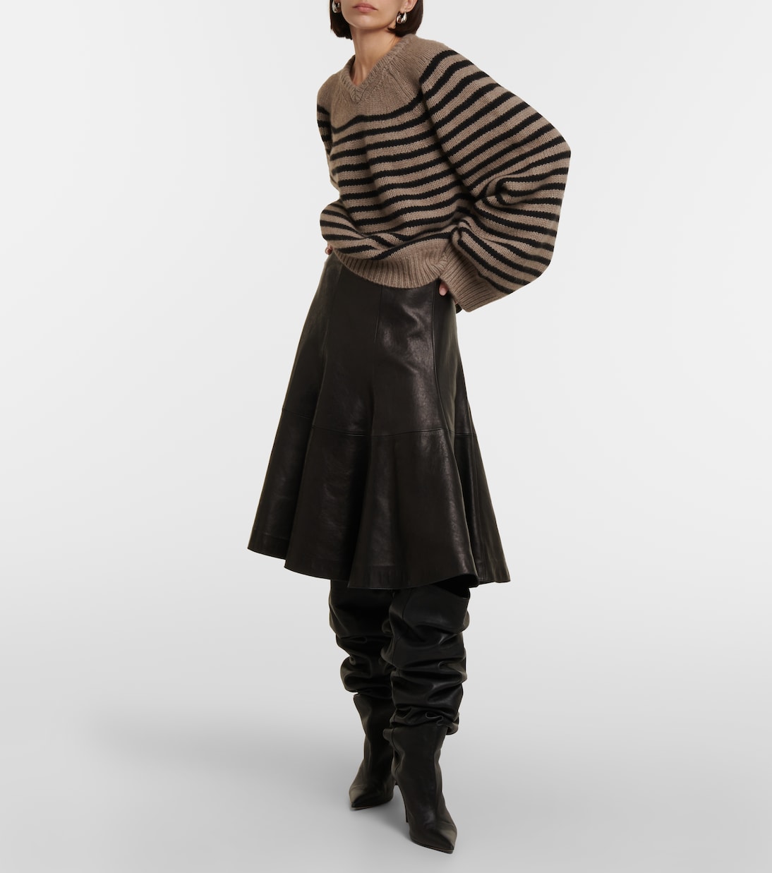 Jupe midi The Lennox en cuir | Khaite