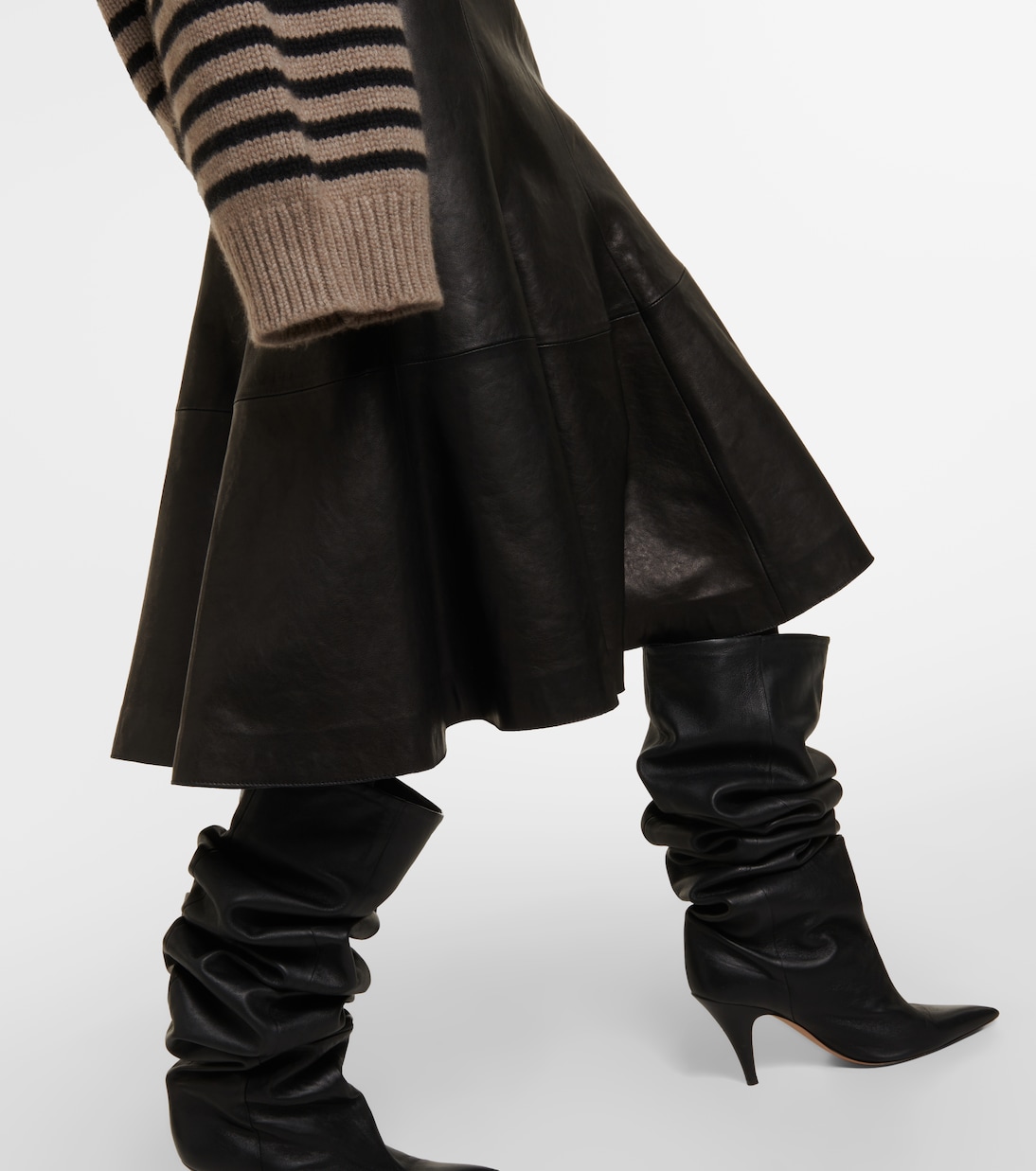 Jupe midi The Lennox en cuir | Khaite