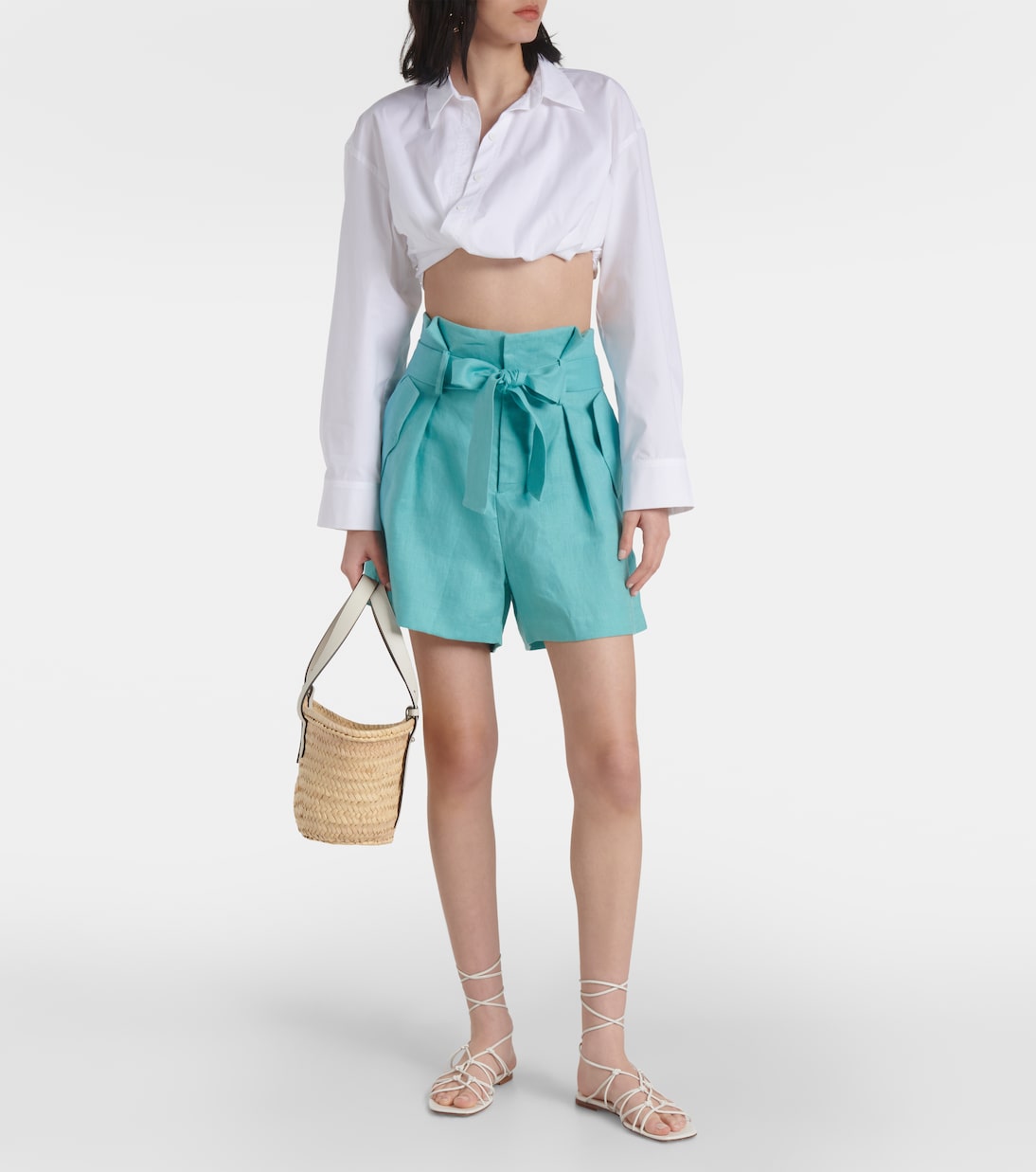 Shorts Orquidea in lino a vita alta | Adriana Degreas