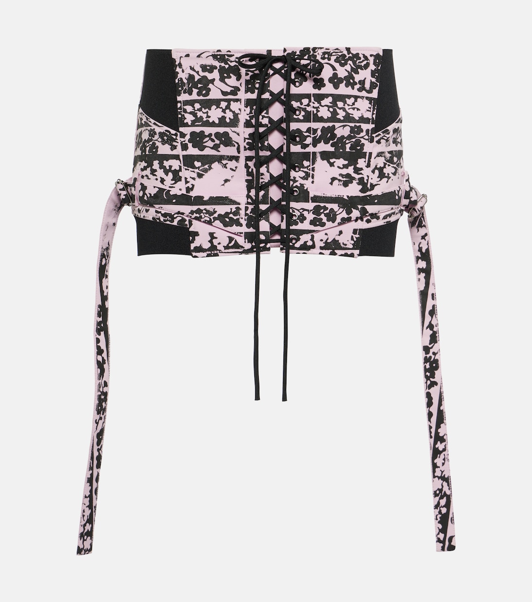 Lethal lace-up twill miniskirt | KNWLS