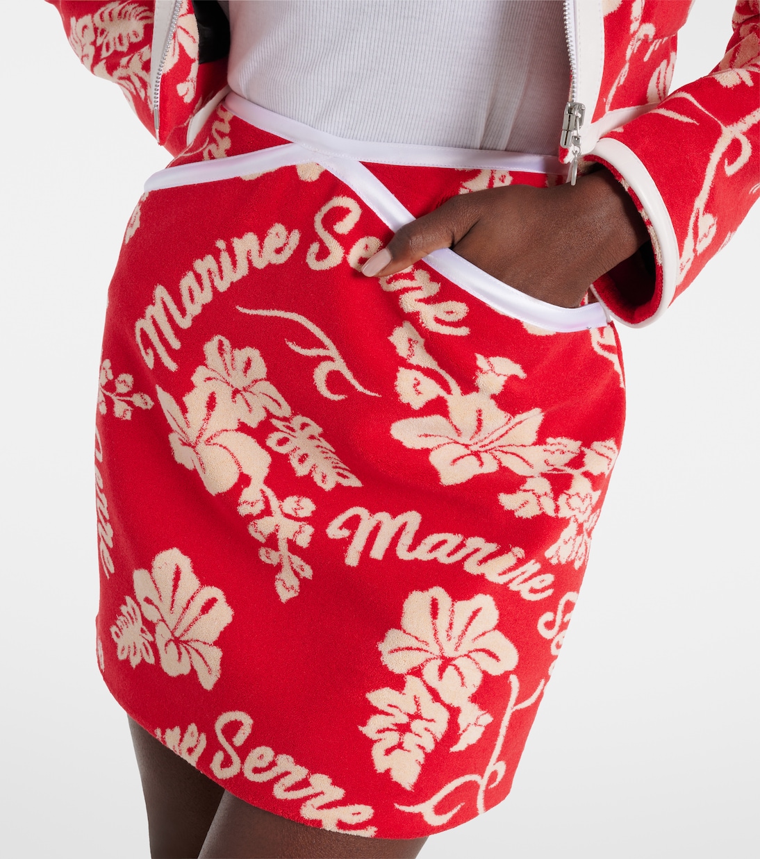 Minifalda en jacquard con ribete de piel | Marine Serre