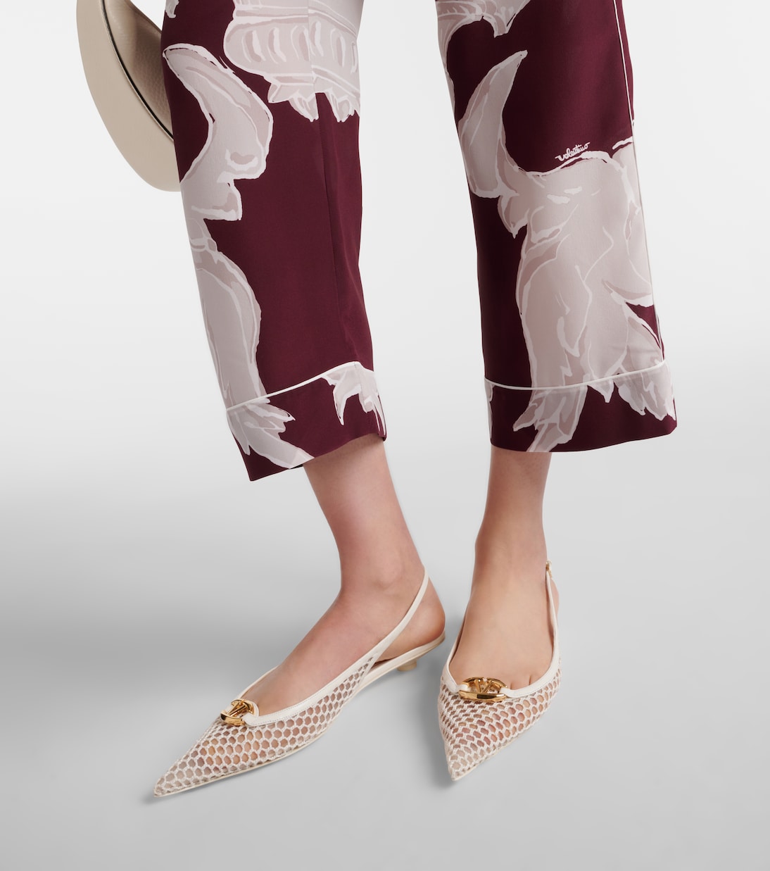 Ballerine slingback VLogo in mesh e pelle | Valentino Garavani