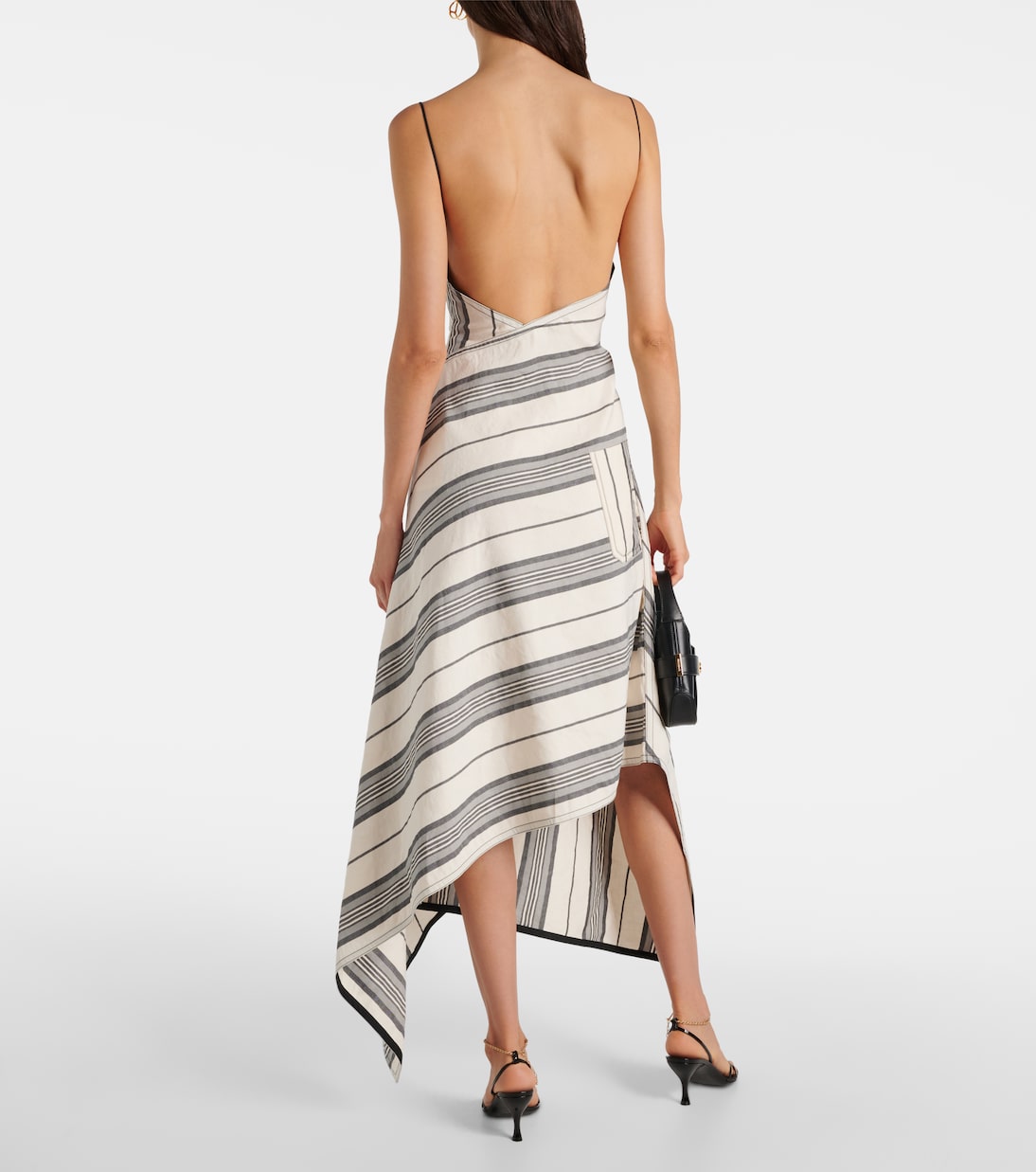 Striped linen and cotton maxi dress | Ferragamo