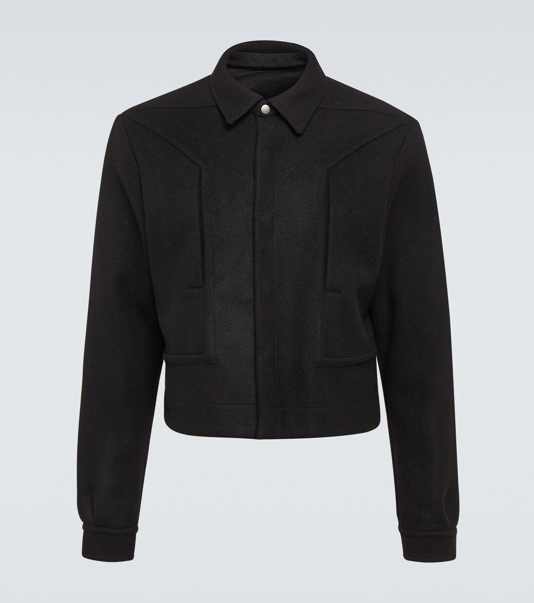 Cropped virgin wool jacket in black Rick Owens Mytheresa