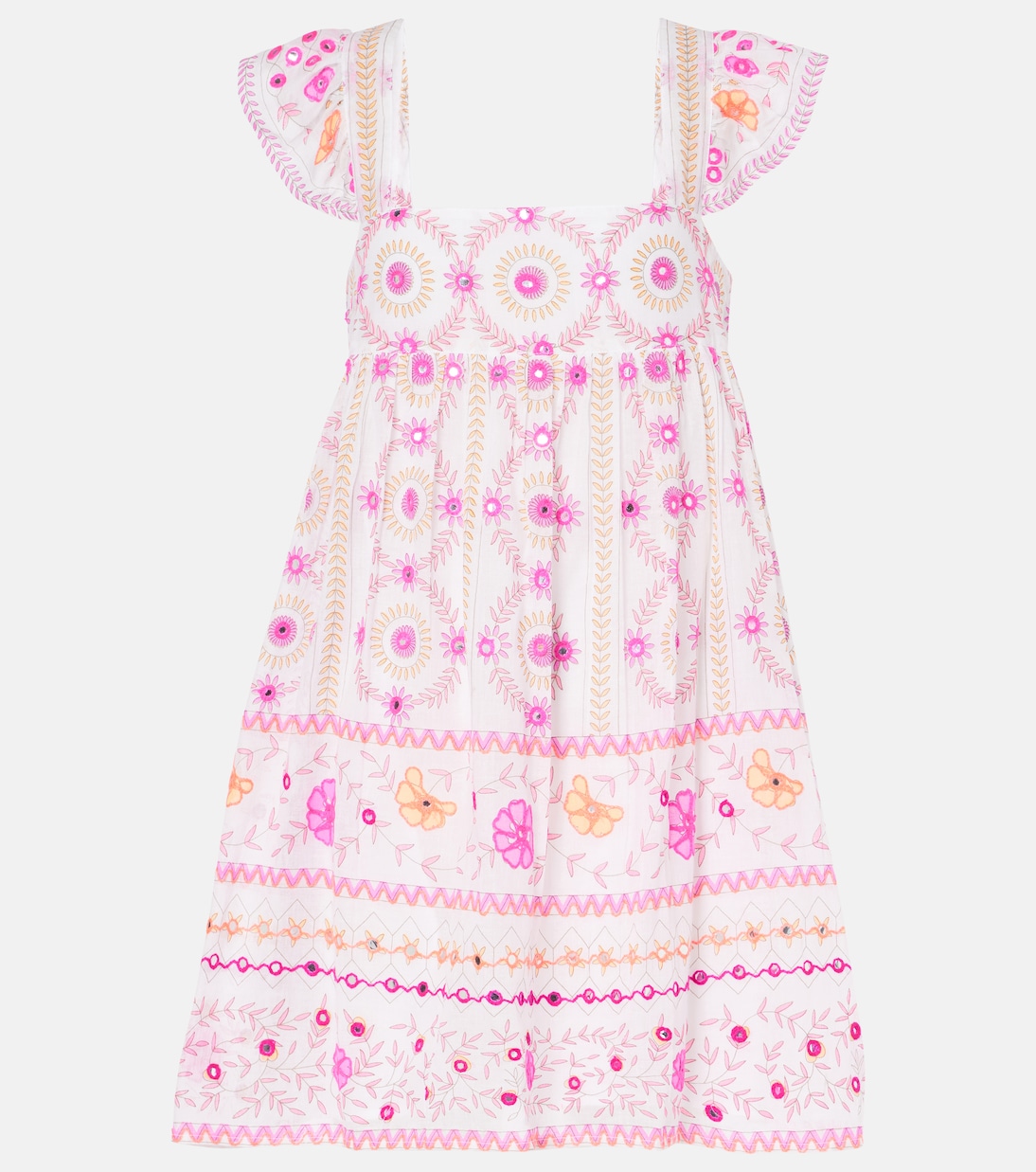 Embroidered printed cotton minidress | Juliet Dunn