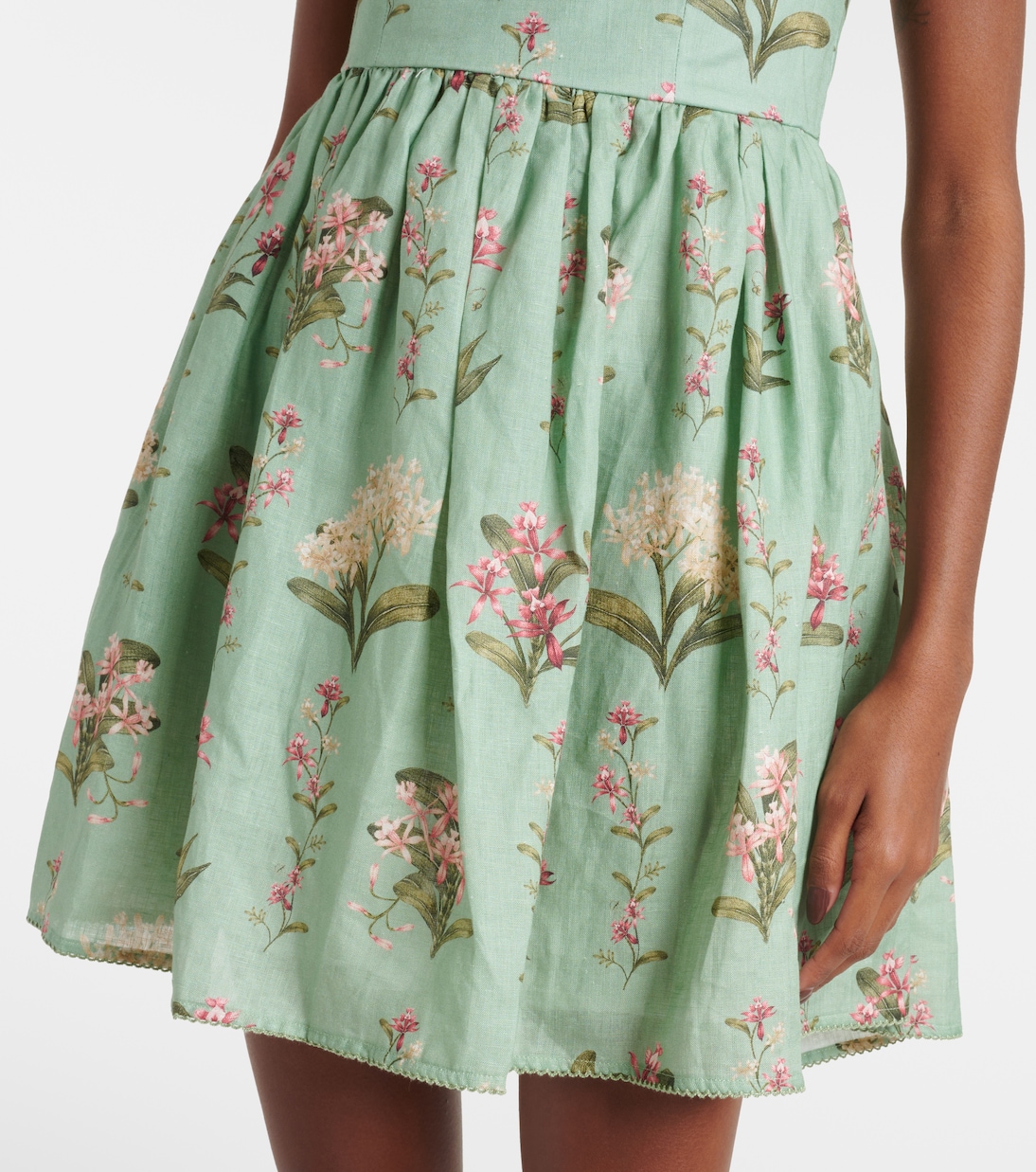 Bedrucktes Minikleid Hierbabuena aus Leinen | Agua by Agua Bendita