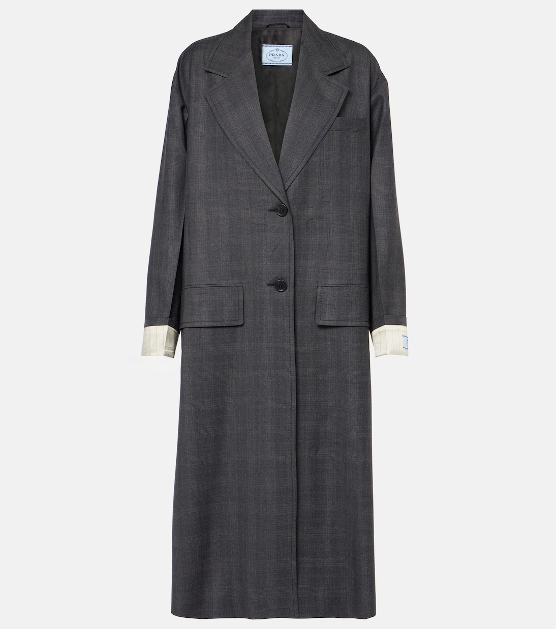 Checked virgin wool coat | Prada