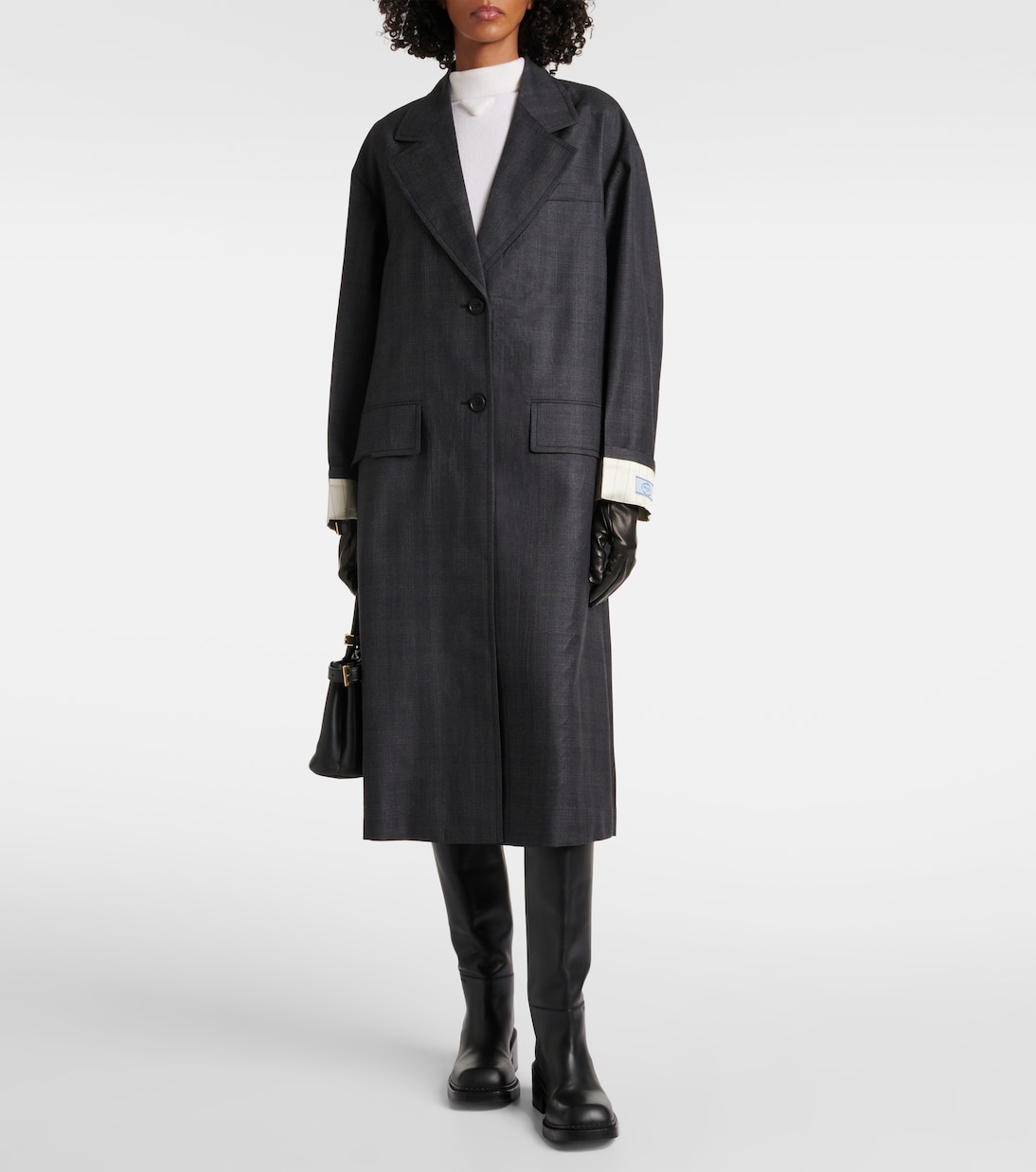 Checked virgin wool coat | Prada