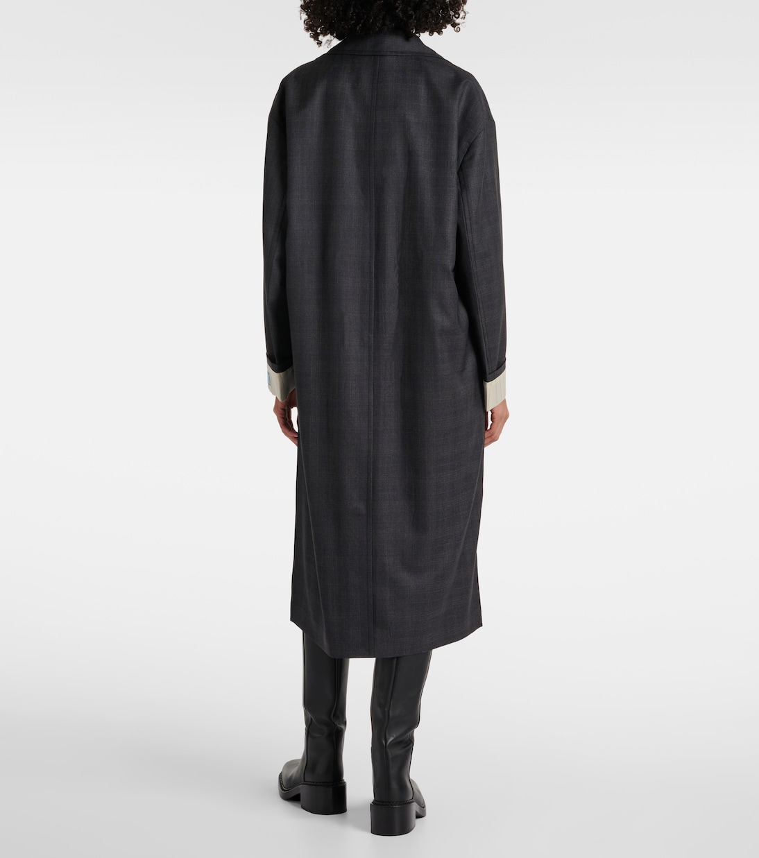 Checked virgin wool coat | Prada