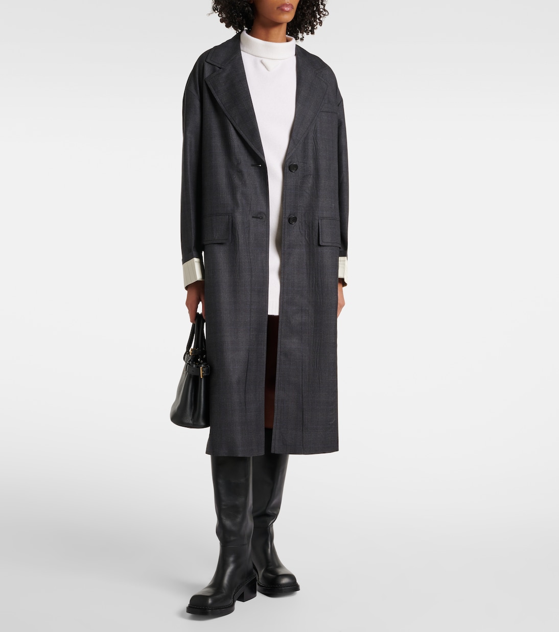 Checked virgin wool coat | Prada