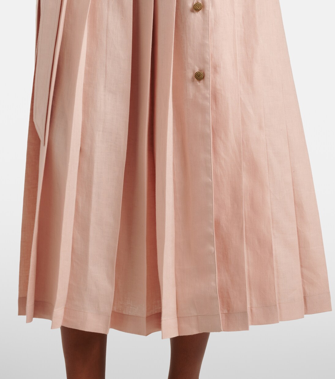 Vestido midi Bryce de lino plisado | Loro Piana