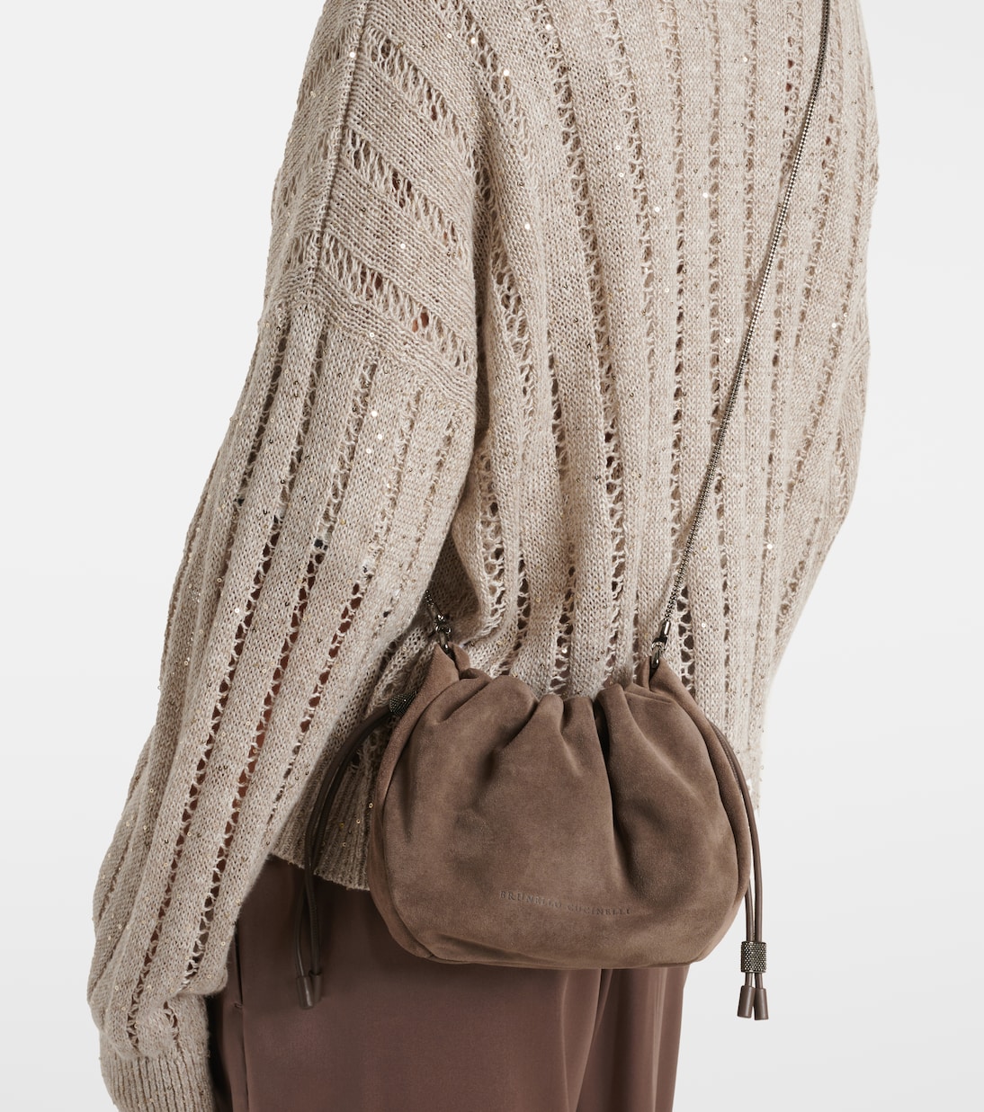 Borsa a tracolla Softy Small in suede | Brunello Cucinelli