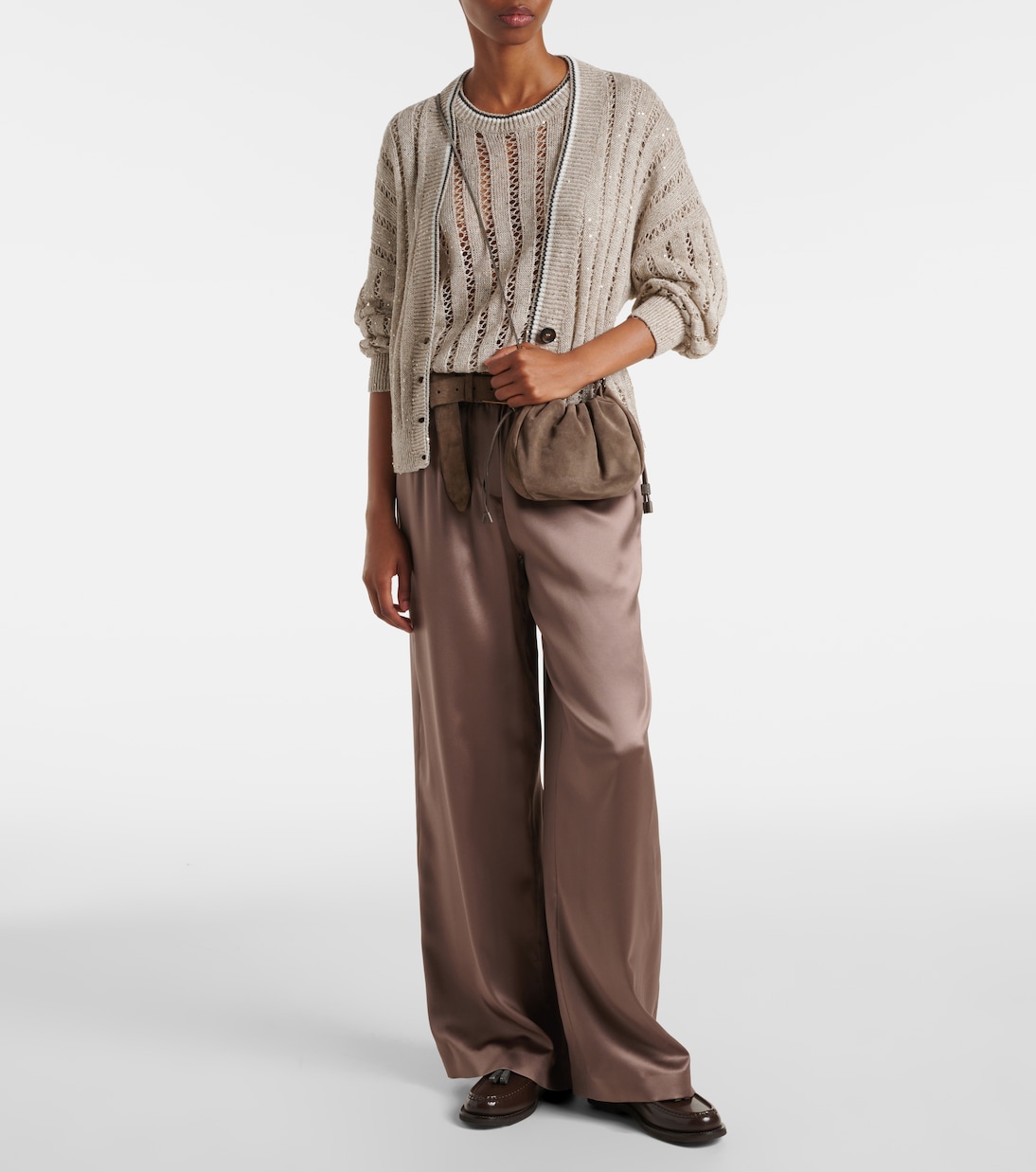 Borsa a tracolla Softy Small in suede | Brunello Cucinelli