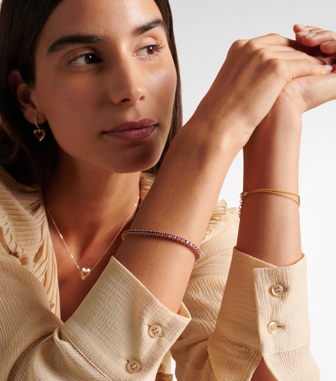 Bracciale Tennis in Oro Rosa 14kt con Zaffiri, Collezione Roxanne Prima