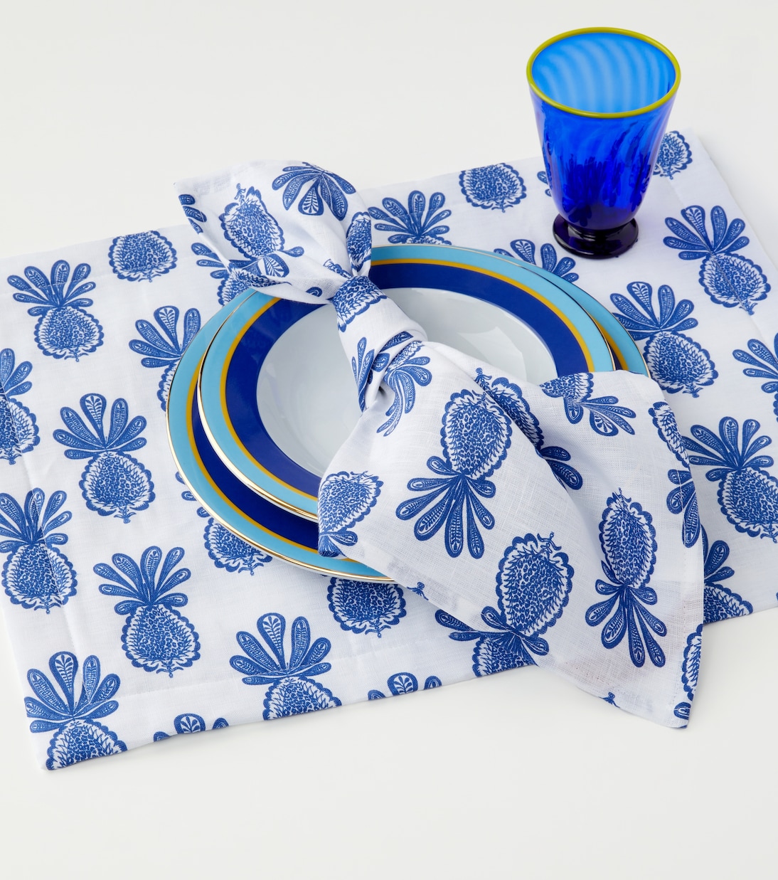 Pineapple Blu set of two tablemats | La DoubleJ