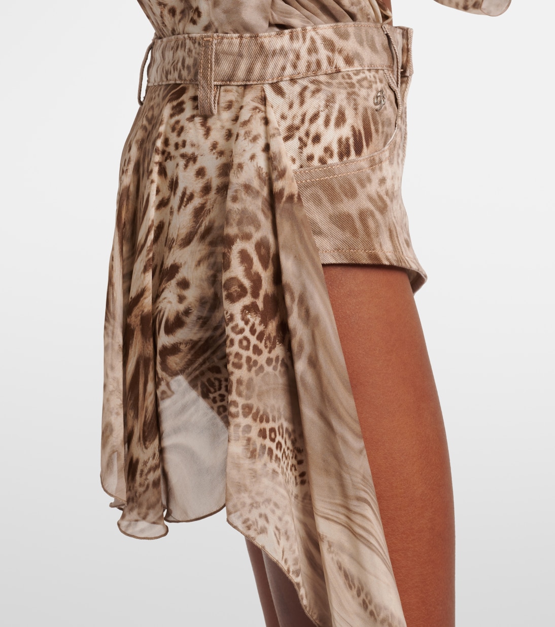 Draped leopard-print cotton shorts | Blumarine