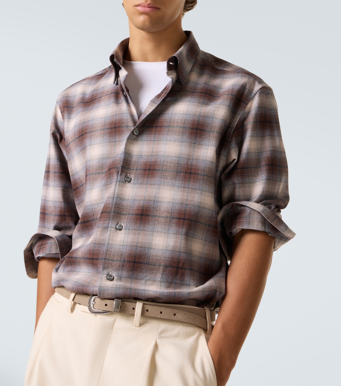Camisa de franela de algodón a cuadros | Brioni