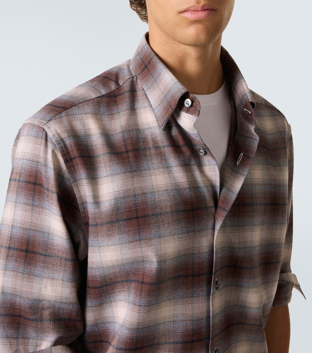 Camisa de franela de algodón a cuadros | Brioni
