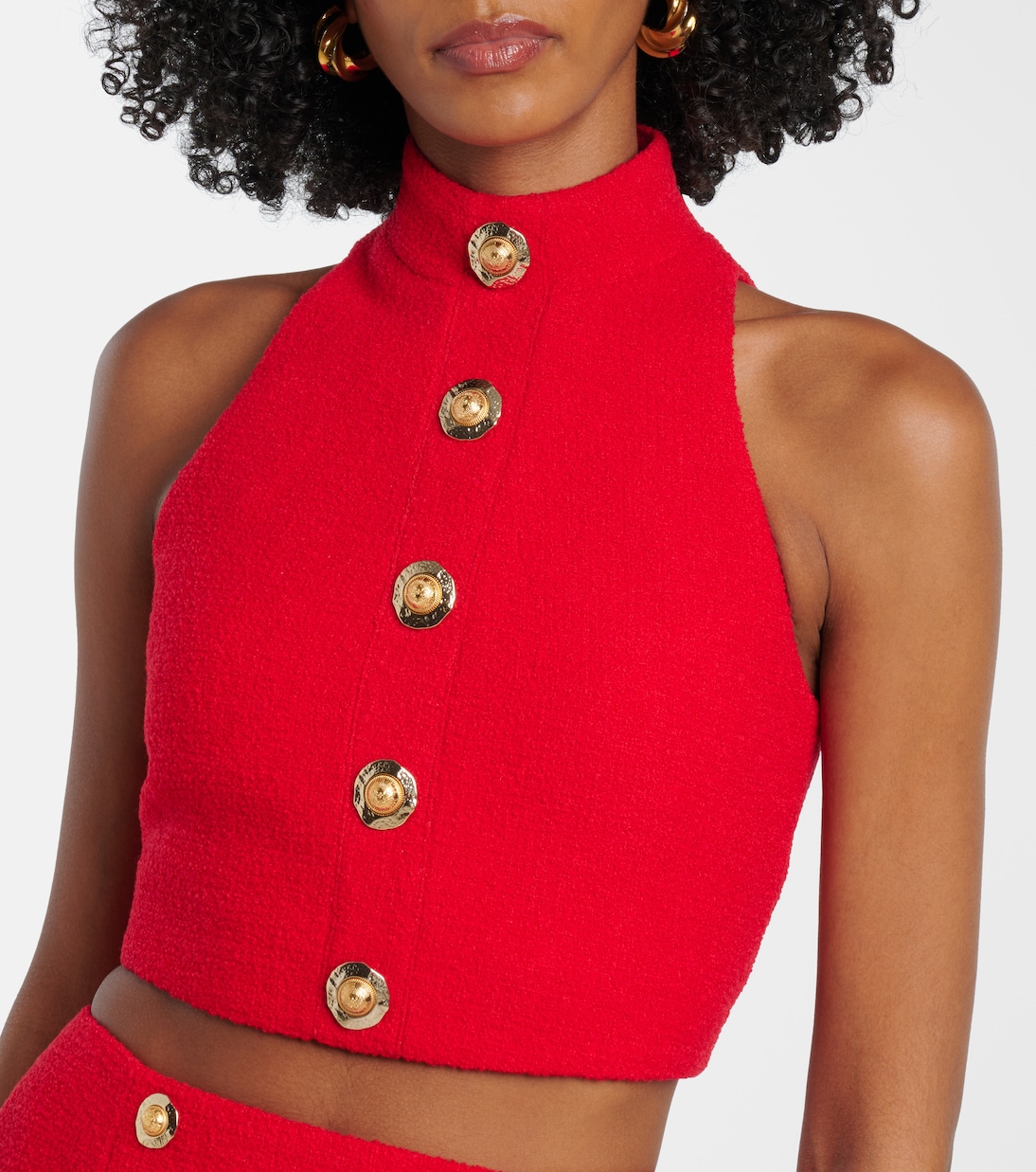 Top in crêpe di misto lana con scollo all’americana | Balmain
