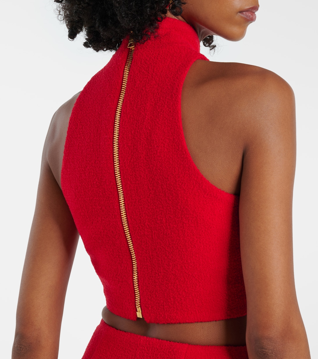 Top in crêpe di misto lana con scollo all’americana | Balmain