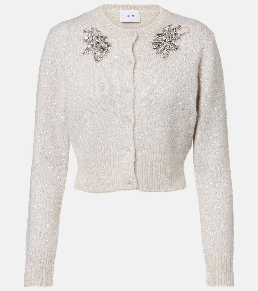 Cárdigan cropped en mezcla de alpaca adornado | Erdem