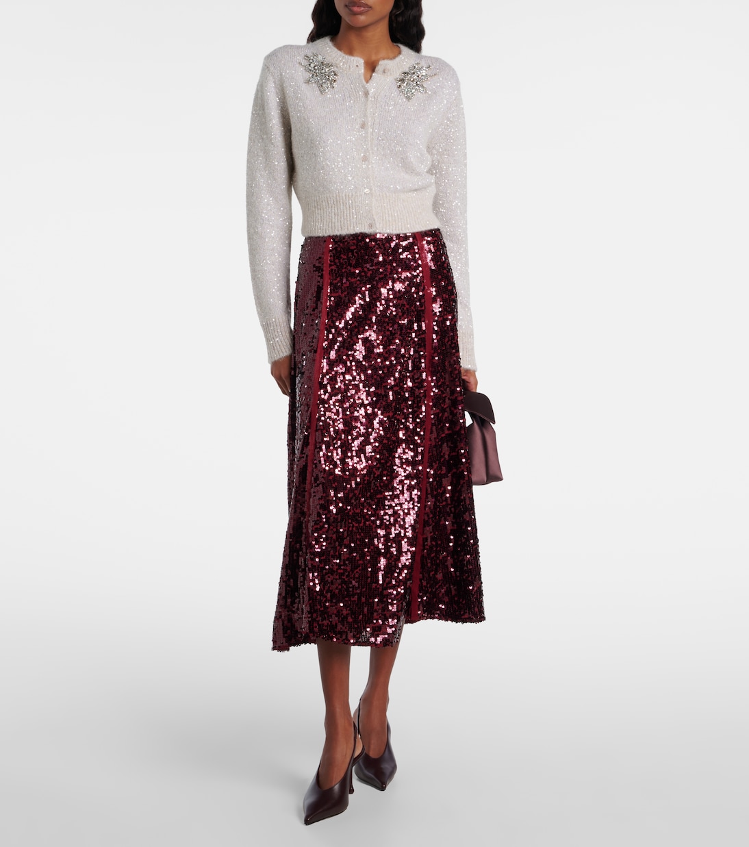 Cárdigan cropped en mezcla de alpaca adornado | Erdem