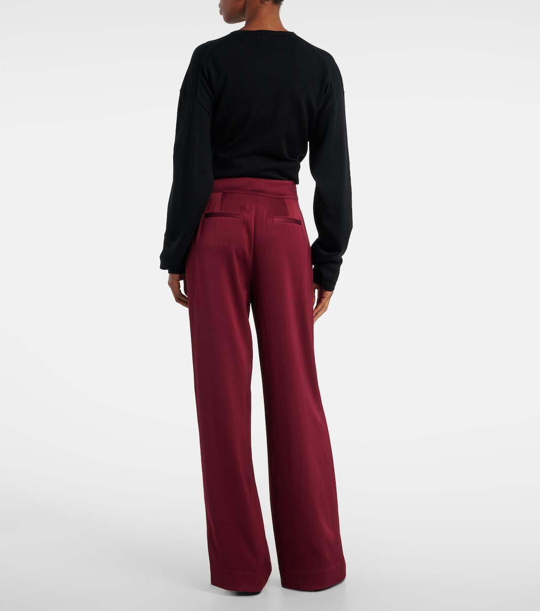 Kyra high-rise satin wide-leg pants | Simkhai