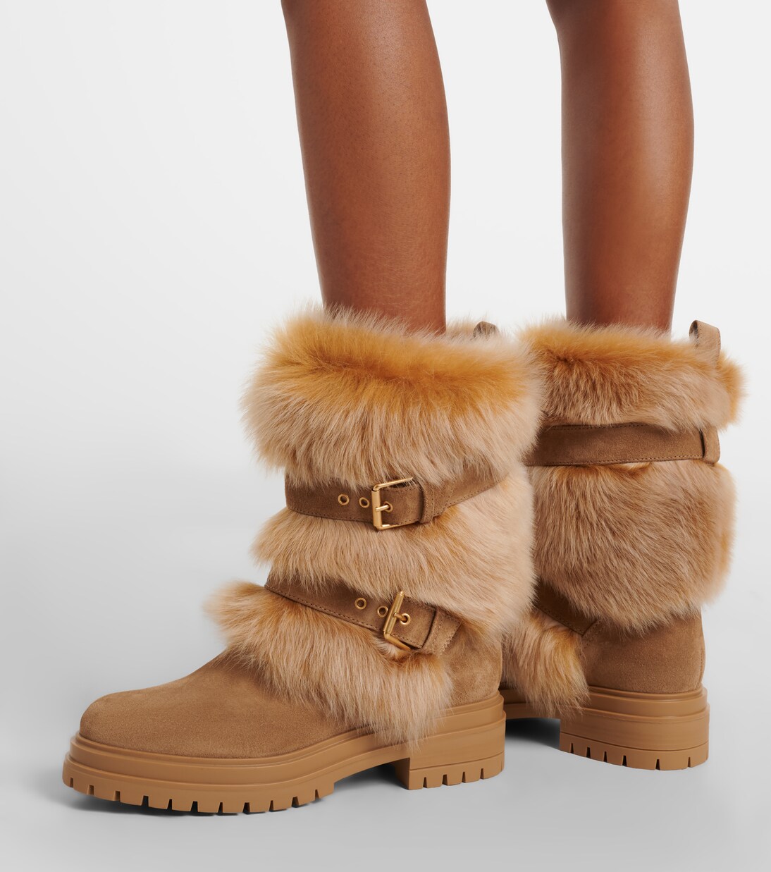 Maverick suede and shearling biker boots | Gianvito Rossi