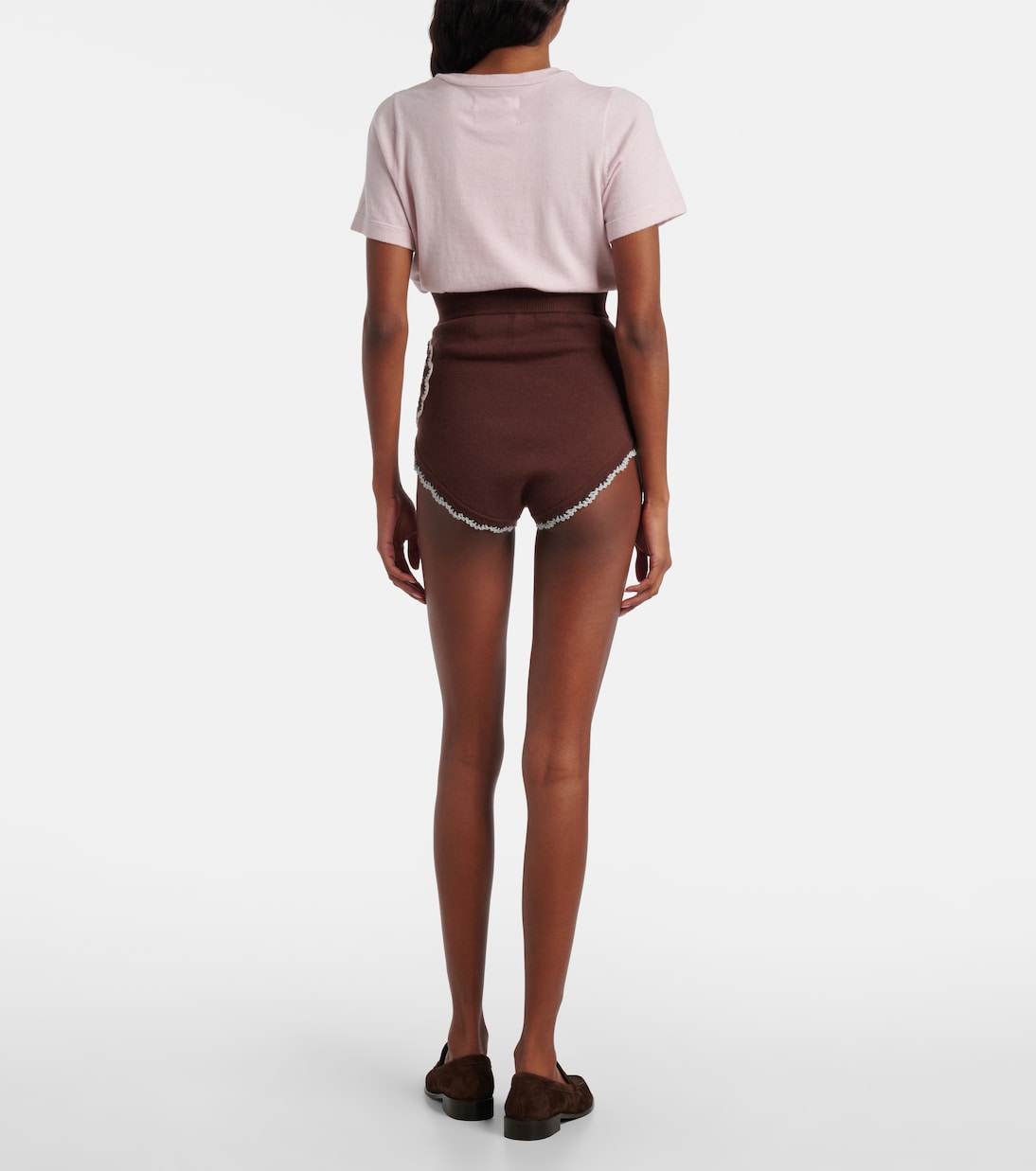 High-Rise Shorts mit Häkelstrick | Alémais