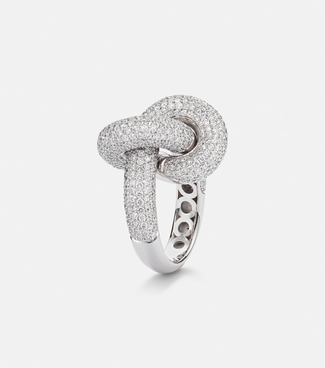Legacy Knot Big 18kt white gold ring with diamonds | Engelbert