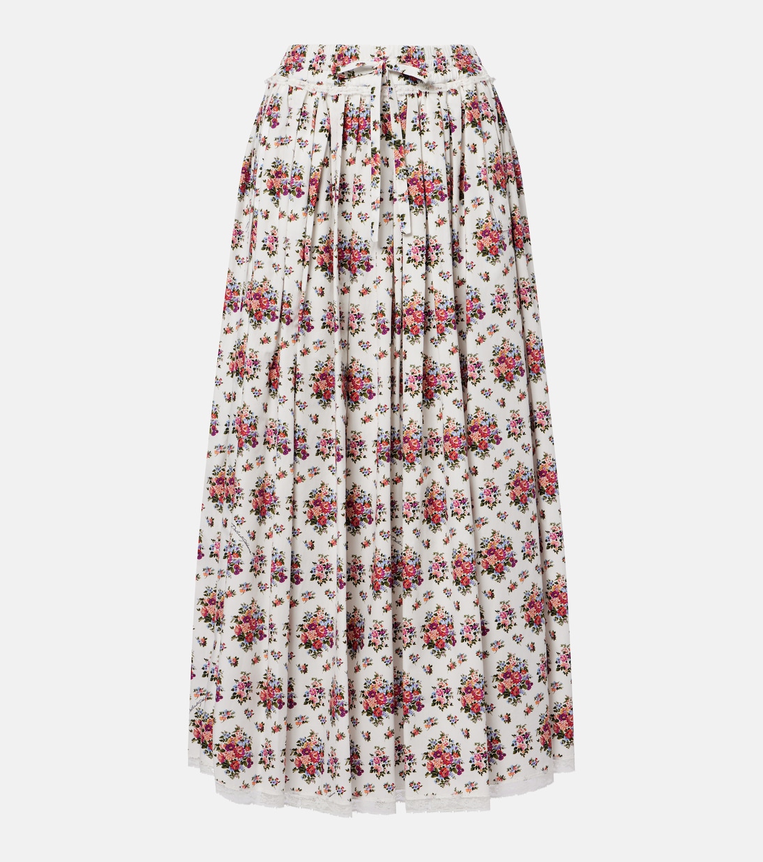Floral lace-trimmed cotton midi skirt | Dolce&Gabbana