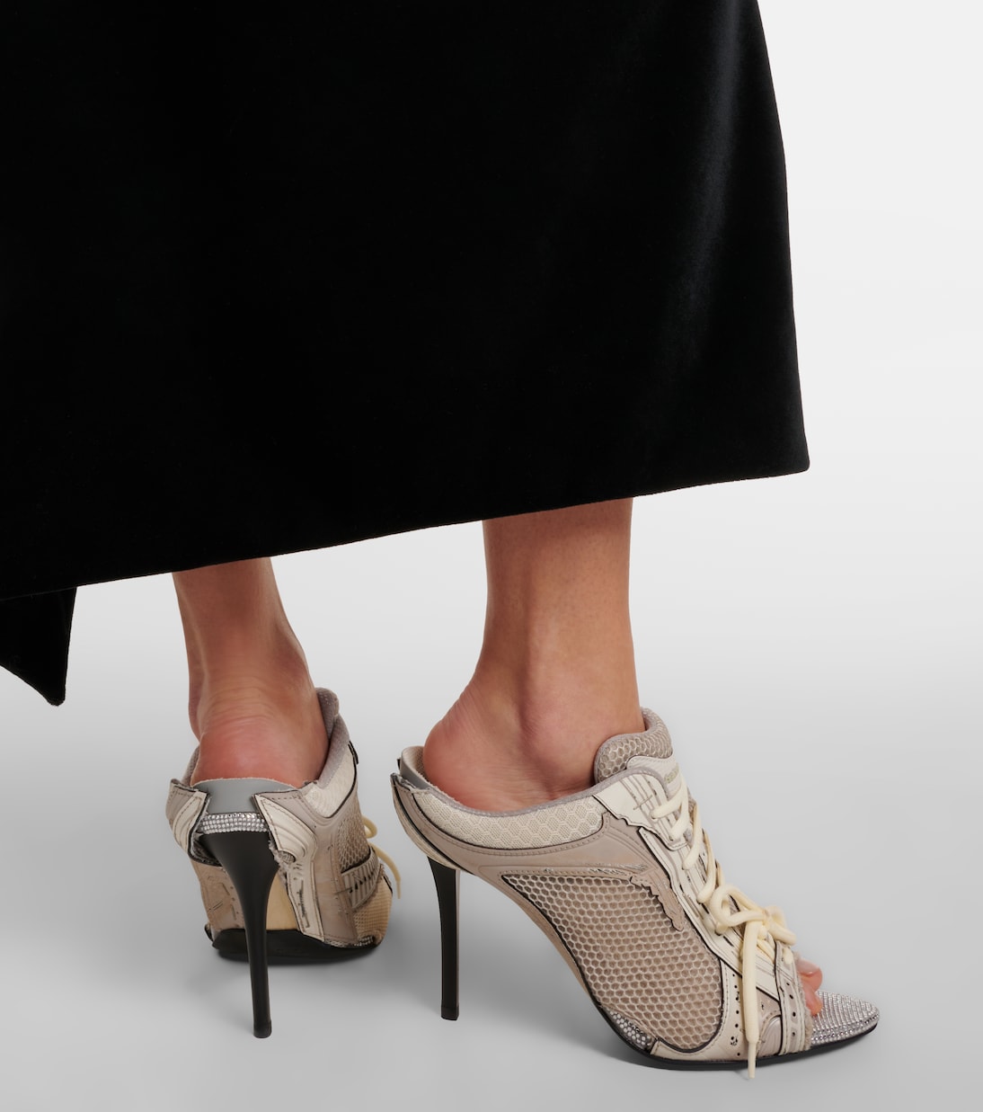 Stapler embellished leather-trimmed mules | Balenciaga