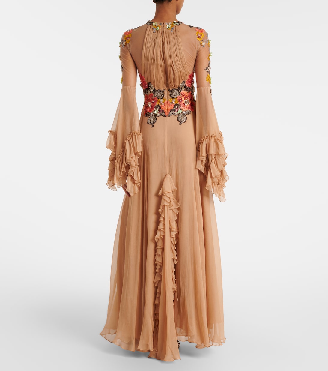 Zilara embellished silk georgette gown | Costarellos