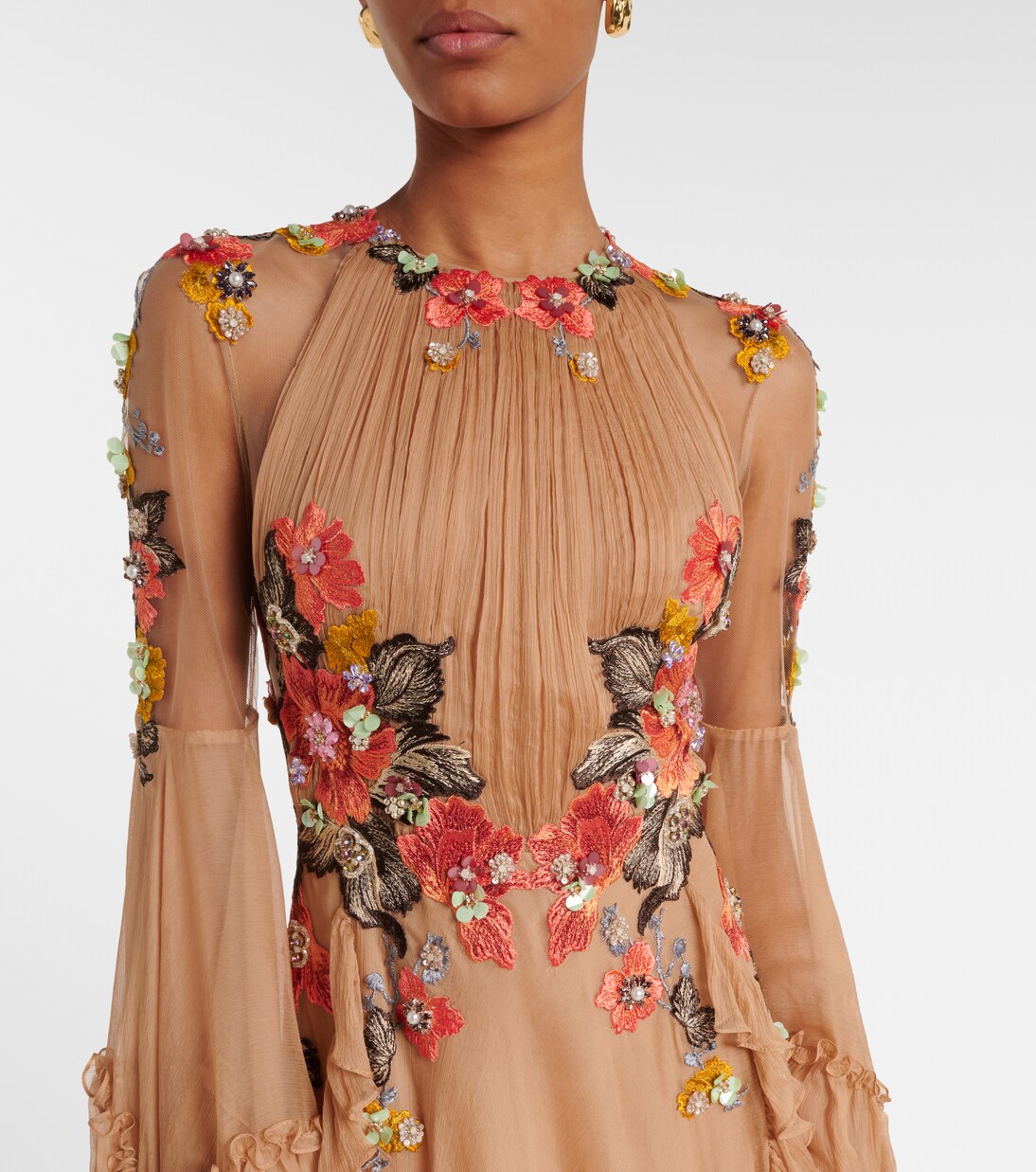 Zilara embellished silk georgette gown | Costarellos