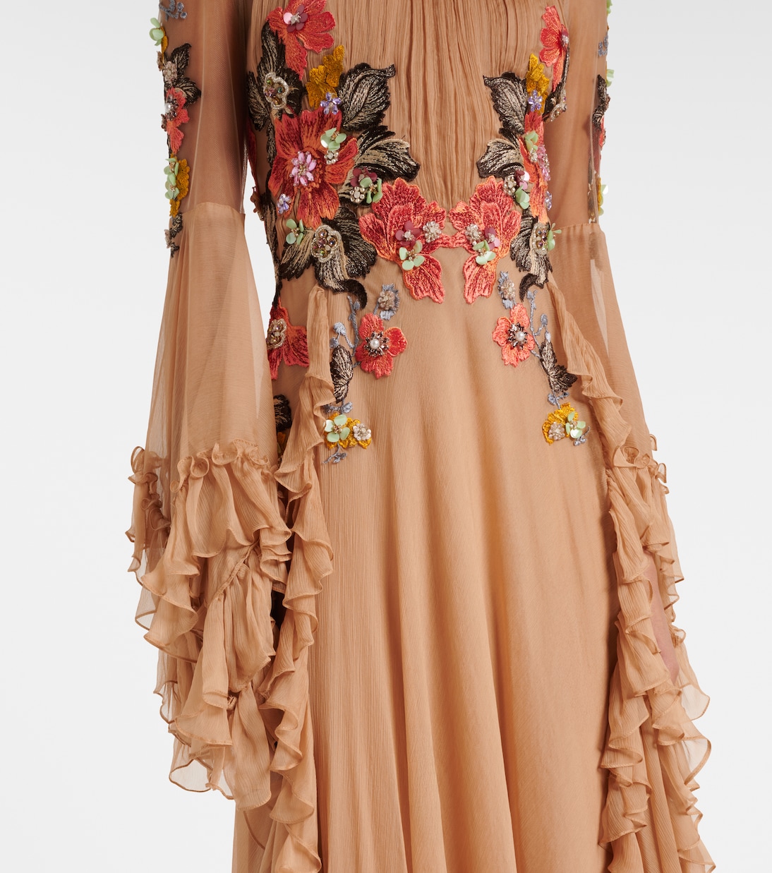 Zilara embellished silk georgette gown | Costarellos