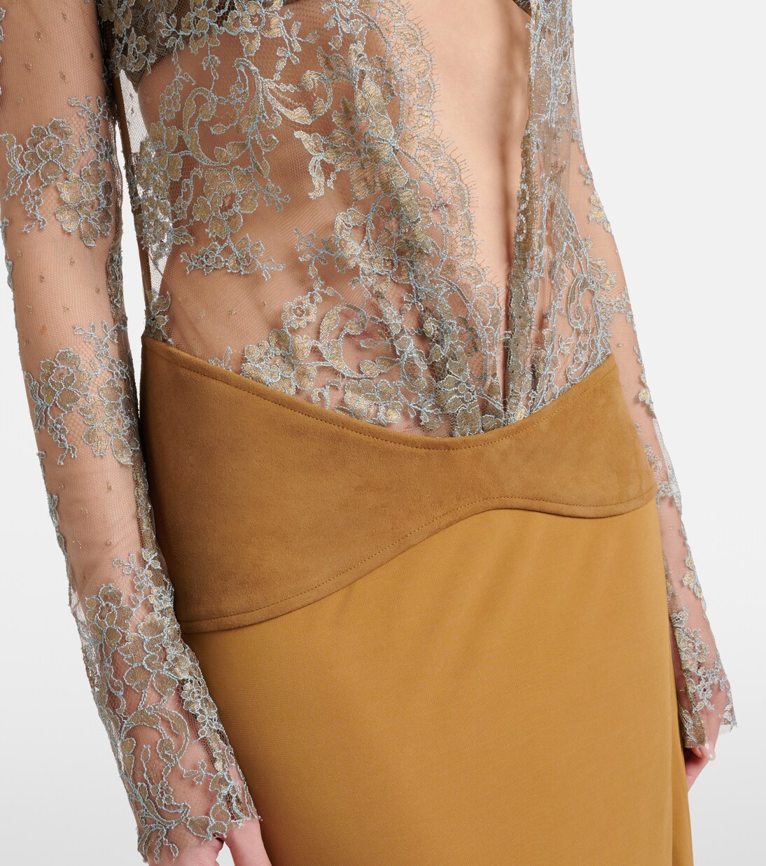 Vestido de fiesta Sèpienne de encaje y ante | Christopher Esber