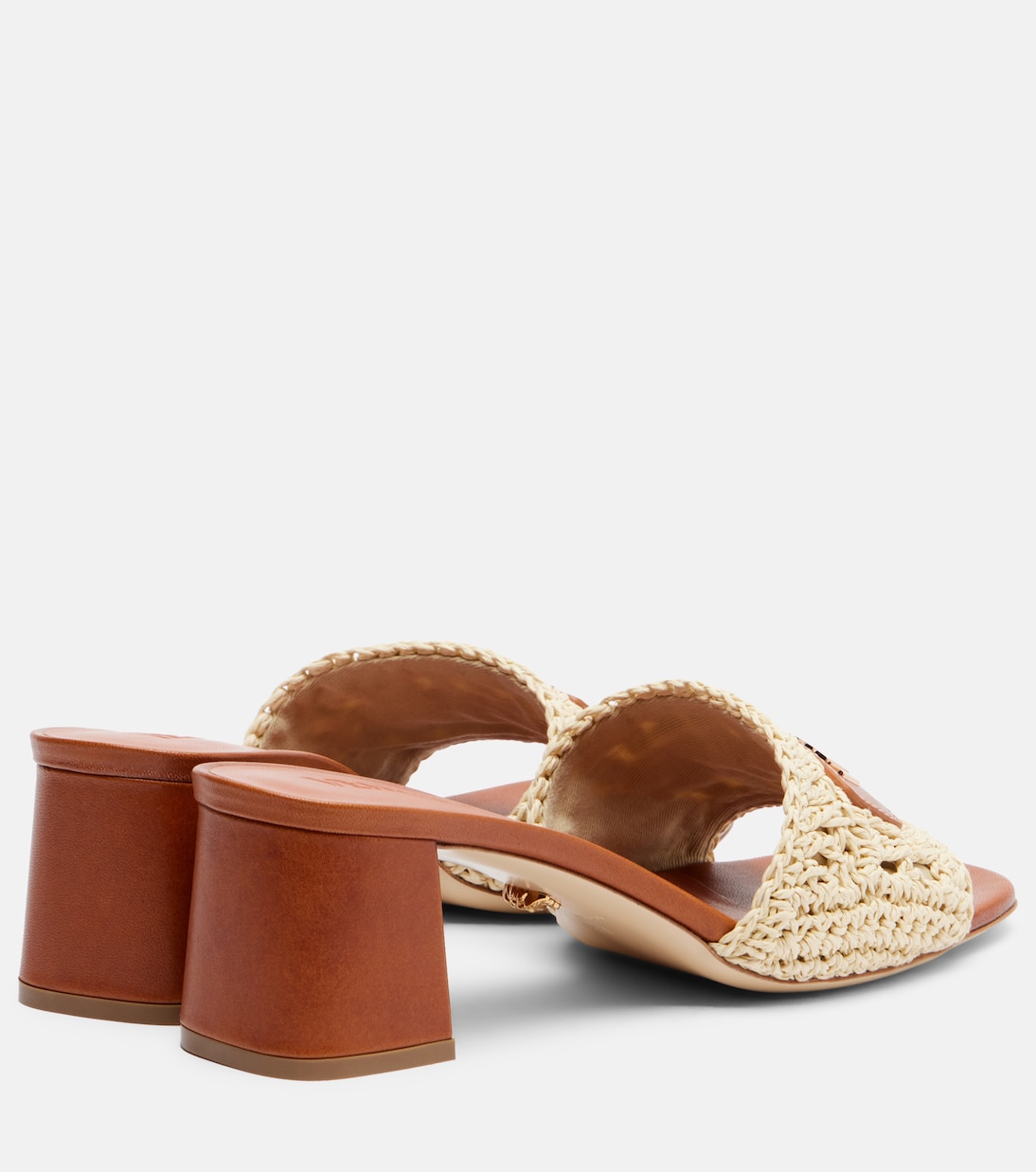 Logo raffia and leather mules | Versace