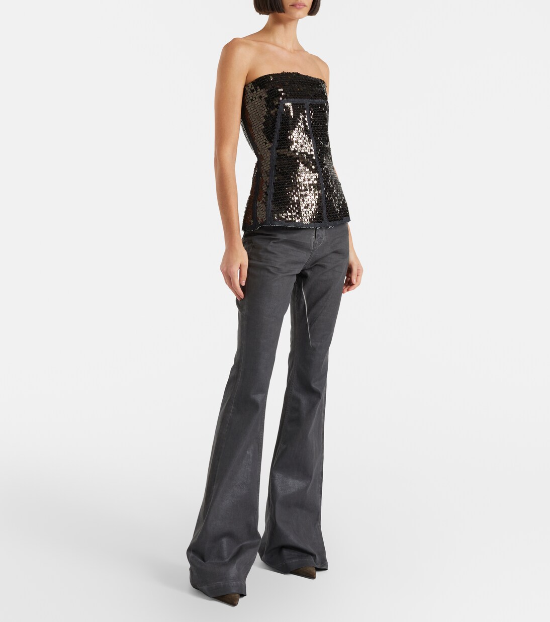 Sequined denim bustier top | Rick Owens