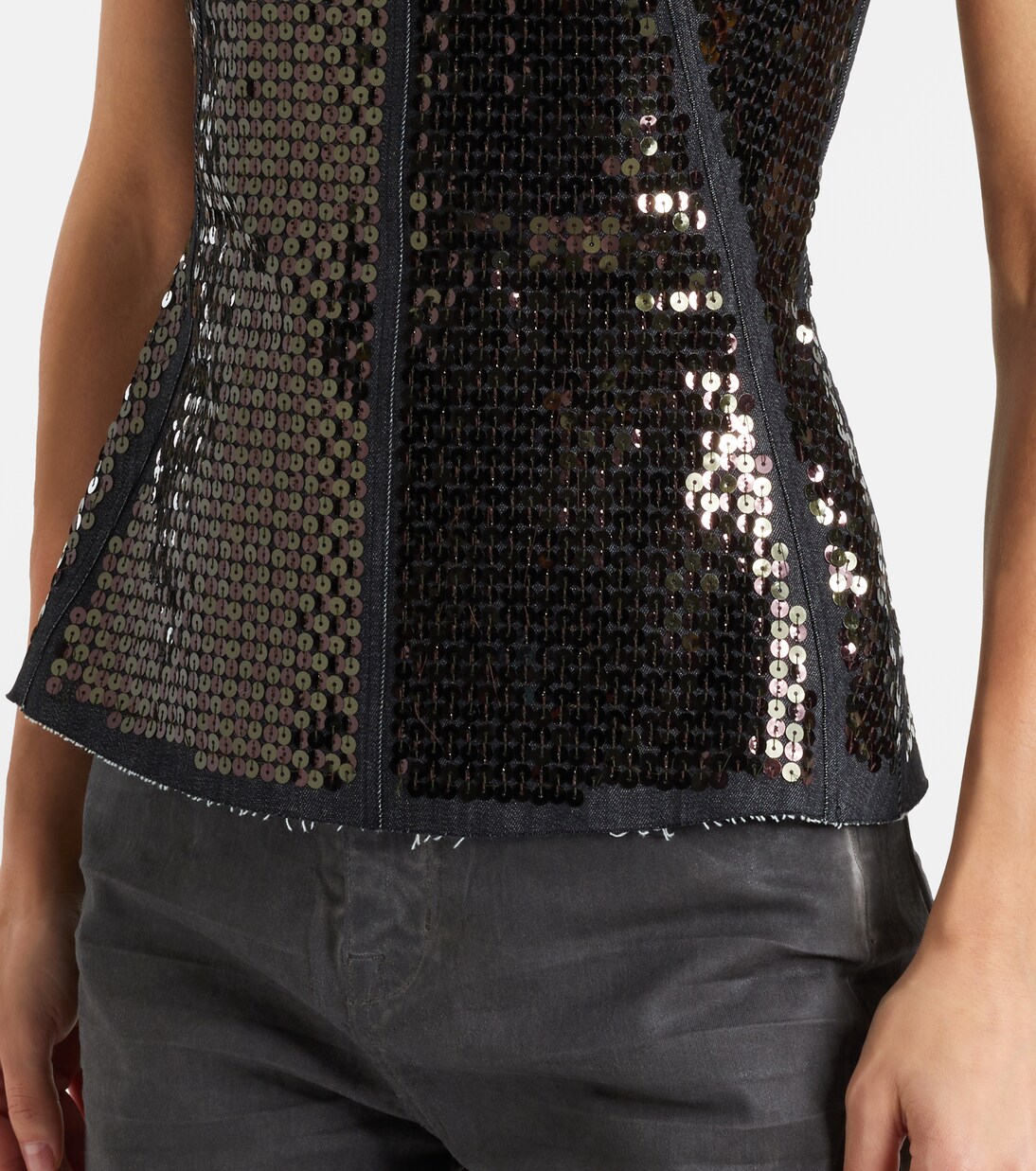 Sequined denim bustier top | Rick Owens