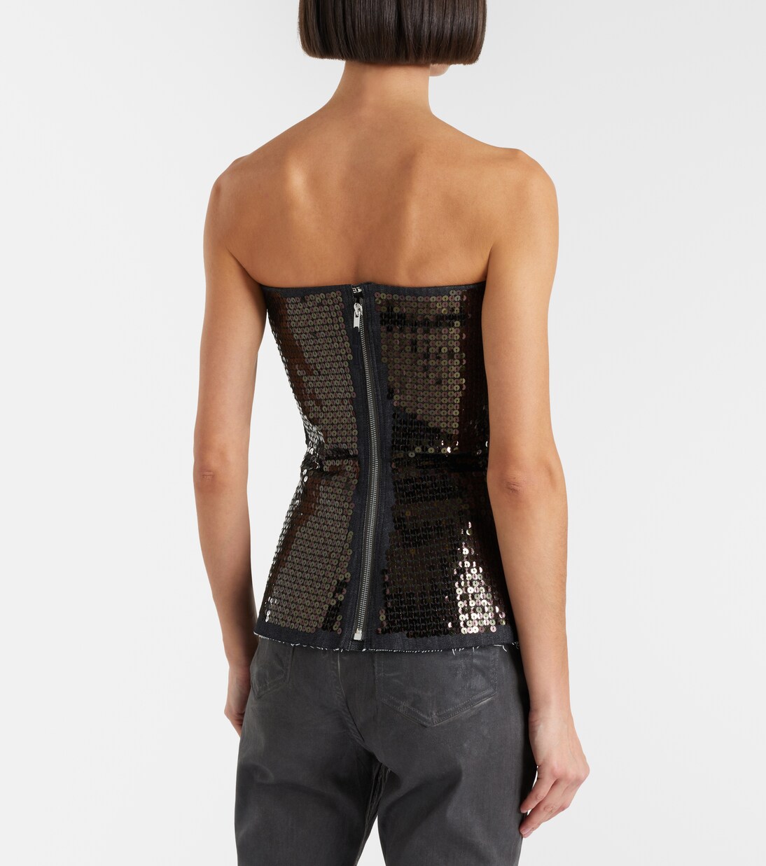 Sequined denim bustier top | Rick Owens